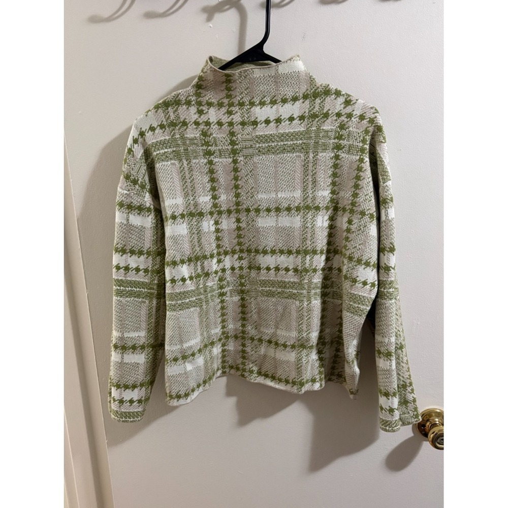 Rachel Zoe Green Mock Neck Knit Sweater Women's Size L Pullover Long Sleeve